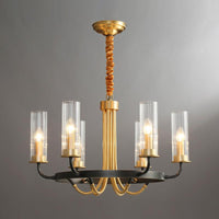 6/8 Lights Tube Up Chandelier Black Gold Glass Ceiling Lamp - Rebooters
