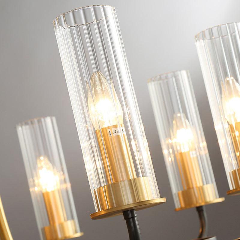 6/8 Lights Tube Up Chandelier Black Gold Glass Ceiling Lamp - Rebooters
