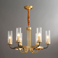 6/8 Lights Tube Up Chandelier Black Gold Glass Ceiling Lamp - Rebooters