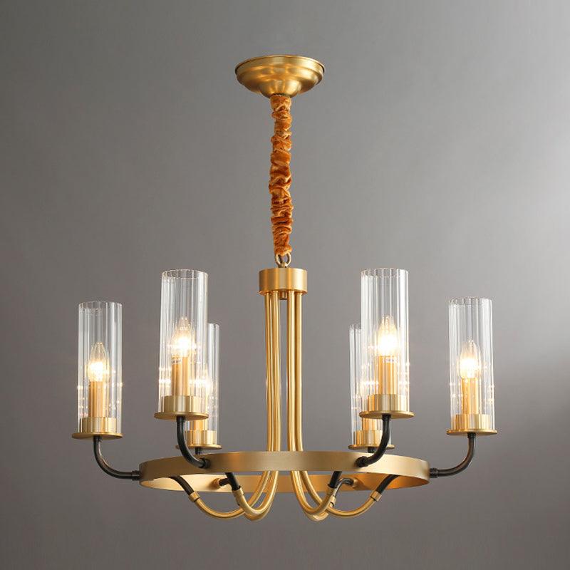 6/8 Lights Tube Up Chandelier Black Gold Glass Ceiling Lamp - Rebooters