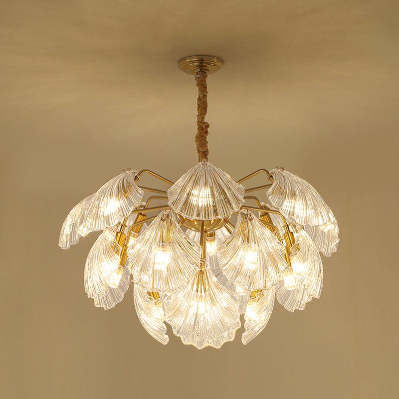 15/20 Bulbs Layered Scallop Hanging Light Nautical Gold - Rebooters