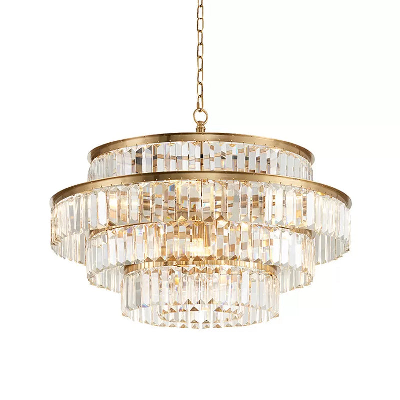 Prismatic Crystal Tiered Chandelier Modern Style 15-Bulb Gold - Rebooters