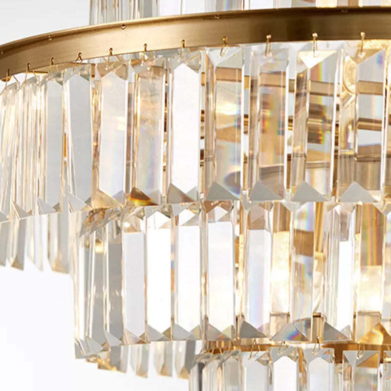 Prismatic Crystal Tiered Chandelier Modern Style 15-Bulb Gold - Rebooters