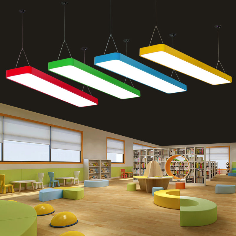 Rectangle Chandelier Light Kit Contemporary Acrylic LED Playroom Ceiling Pendant - Rebooters