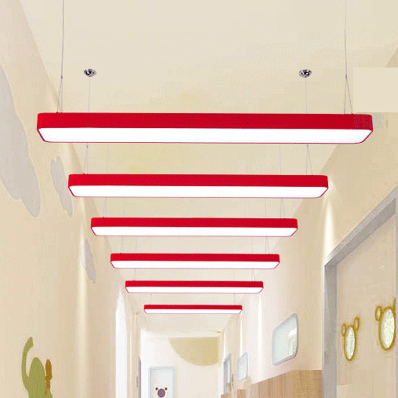 Rectangle Chandelier Light Kit Contemporary Acrylic LED Playroom Ceiling Pendant - Rebooters