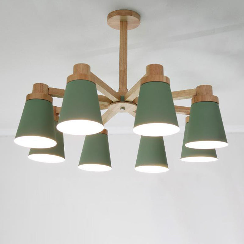 Wood Radial Chandelier Lighting Simplicity 8-Light Pendant - Rebooters