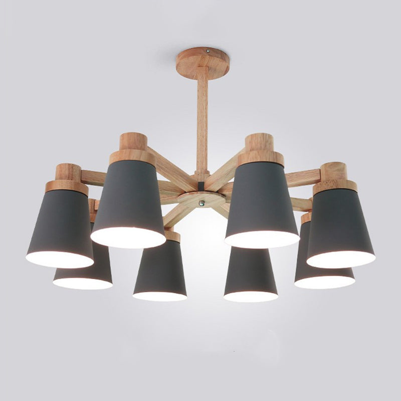 Wood Radial Chandelier Lighting Simplicity 8-Light Pendant - Rebooters