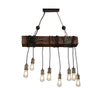 Linear Island Lighting Industrial Gold Finish Wood Pendant Light Fixture with Open Bulb Design - Rebooters