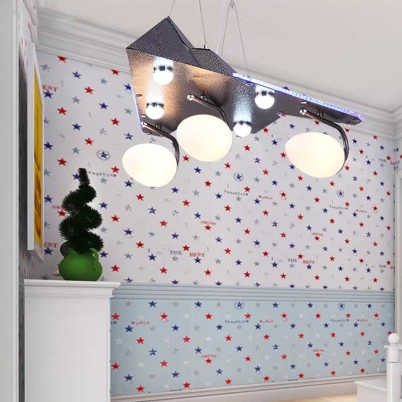 Contemporary Delta Wing Hanging Light Metal Chandelier Gray - Rebooters