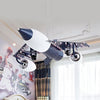 Fighter Airplane Pendant Light Cartoon Metal Chandelier Black - Rebooters
