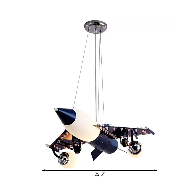 Fighter Airplane Pendant Light Cartoon Metal Chandelier Black - Rebooters