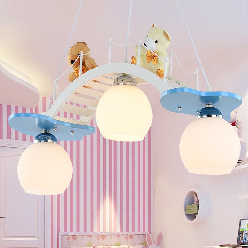 Child Bedroom Bridge Chandelier with Bear Wood 3 Lights - Rebooters