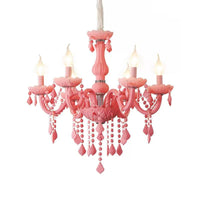 Macaron Stylish Suspension Light with Crystal Deco Candle Chandelier for Teen - Rebooters