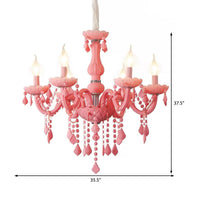 Macaron Stylish Suspension Light with Crystal Deco Candle Chandelier for Teen - Rebooters