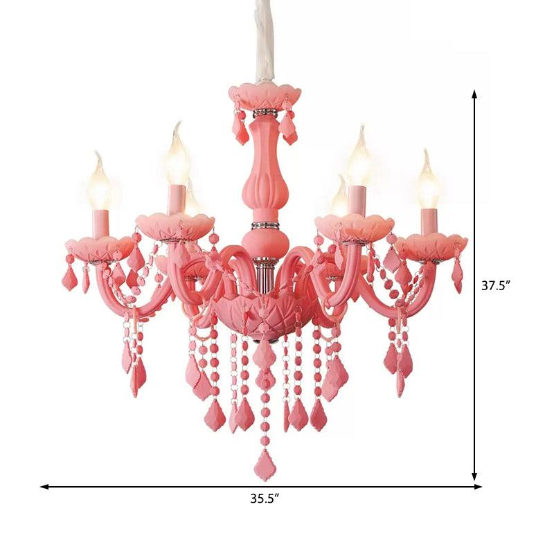Macaron Stylish Suspension Light with Crystal Deco Candle Chandelier for Teen - Rebooters