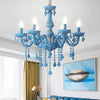 Macaron Stylish Suspension Light with Crystal Deco Candle Chandelier for Teen - Rebooters