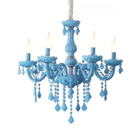 Macaron Stylish Suspension Light with Crystal Deco Candle Chandelier for Teen - Rebooters