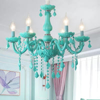 Macaron Stylish Suspension Light with Crystal Deco Candle Chandelier for Teen - Rebooters