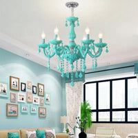 Macaron Stylish Suspension Light with Crystal Deco Candle Chandelier for Teen - Rebooters