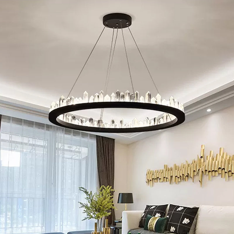 23.5"/31.5"/39.5" W Black LED Suspension Crystal Chandelier - Rebooters