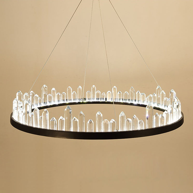 23.5"/31.5"/39.5" W Black LED Suspension Crystal Chandelier - Rebooters