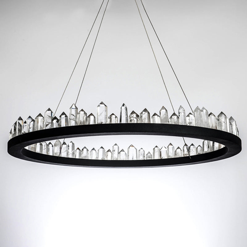 23.5"/31.5"/39.5" W Black LED Suspension Crystal Chandelier - Rebooters