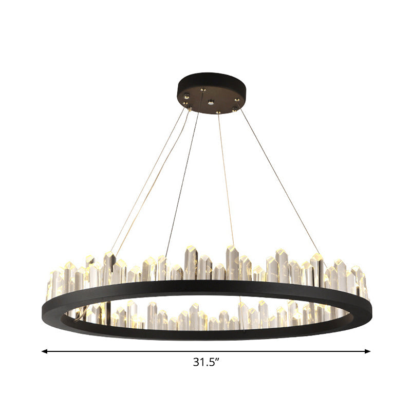 23.5"/31.5"/39.5" W Black LED Suspension Crystal Chandelier - Rebooters