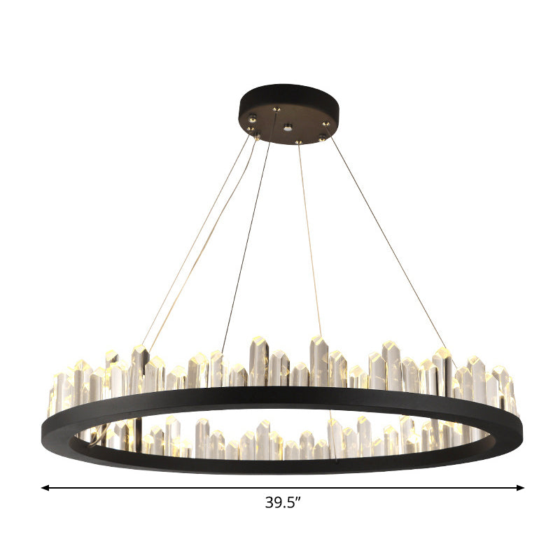 23.5"/31.5"/39.5" W Black LED Suspension Crystal Chandelier - Rebooters