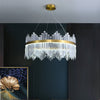 Wavy-Trim Round LED Chandelier Modern Gold Crystal Light - Rebooters