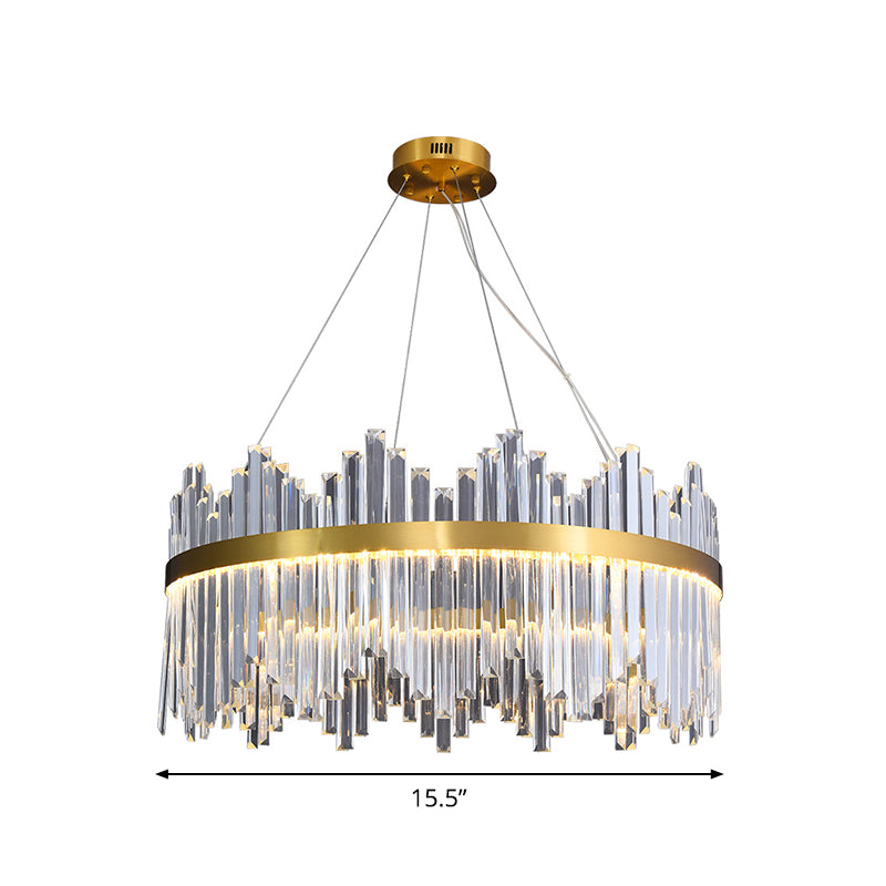 Wavy-Trim Round LED Chandelier Modern Gold Crystal Light - Rebooters