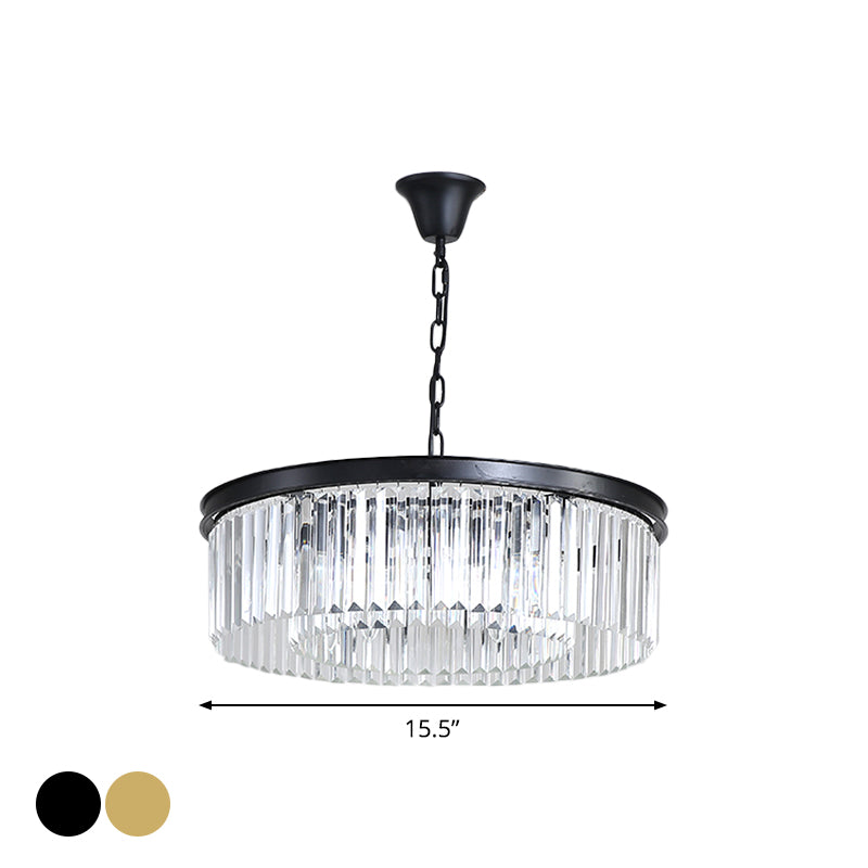 Black/Gold Round Pendant Light Fixture Minimalism Crystal - Rebooters