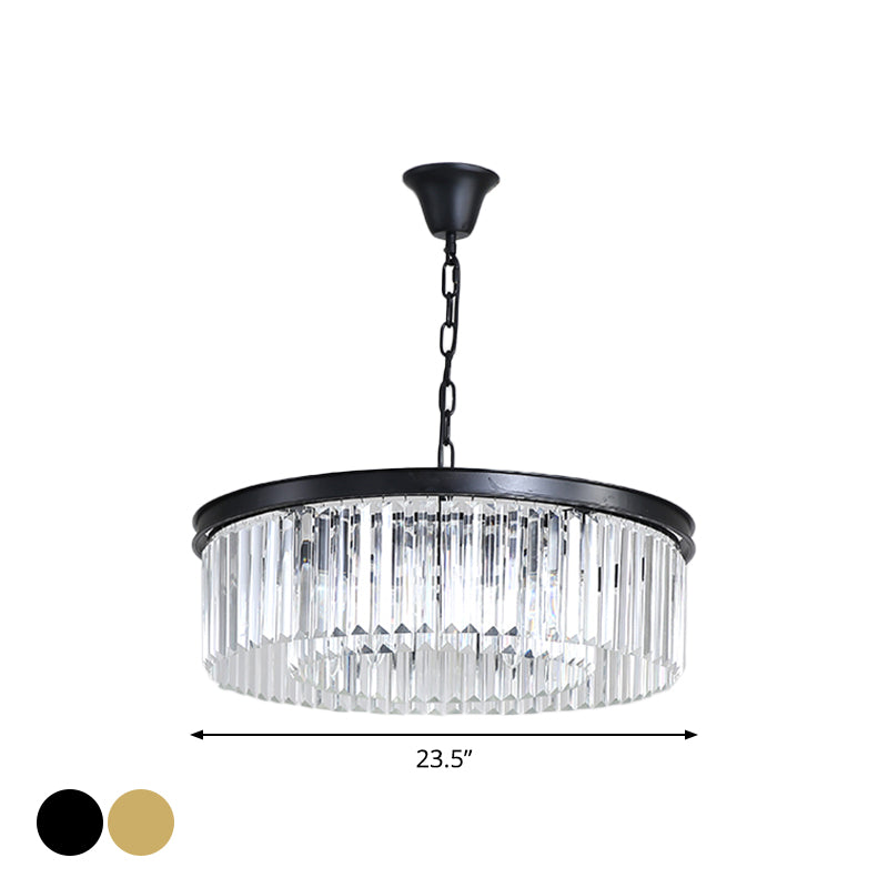 Black/Gold Round Pendant Light Fixture Minimalism Crystal - Rebooters