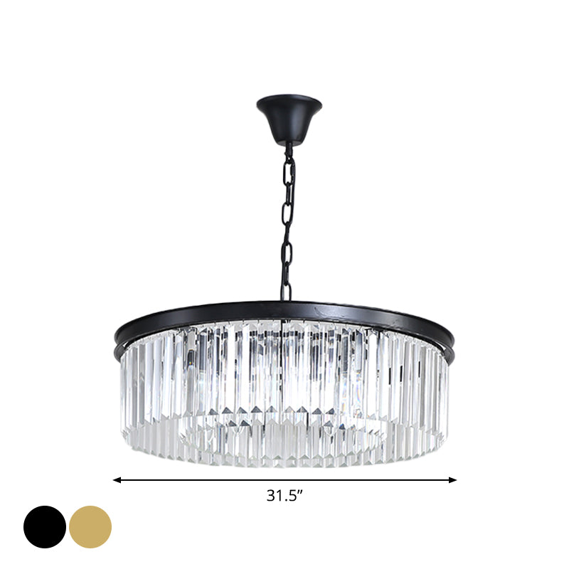Black/Gold Round Pendant Light Fixture Minimalism Crystal - Rebooters