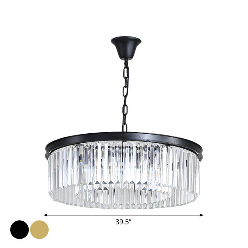 Black/Gold Round Pendant Light Fixture Minimalism Crystal - Rebooters
