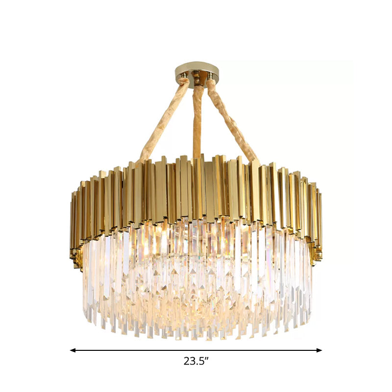 Tri-Sided Crystal Rod LED Chandelier Contemporary Gold Light - Rebooters