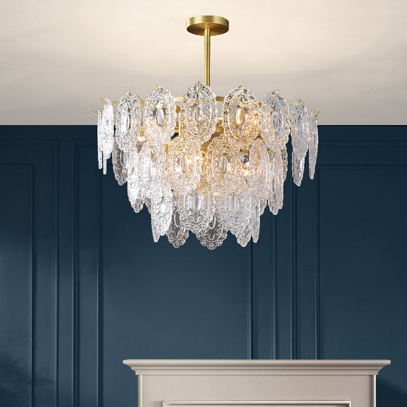 2/3/4-Tiered Scalloped Glass Chandelier Modern Gold Light - Rebooters