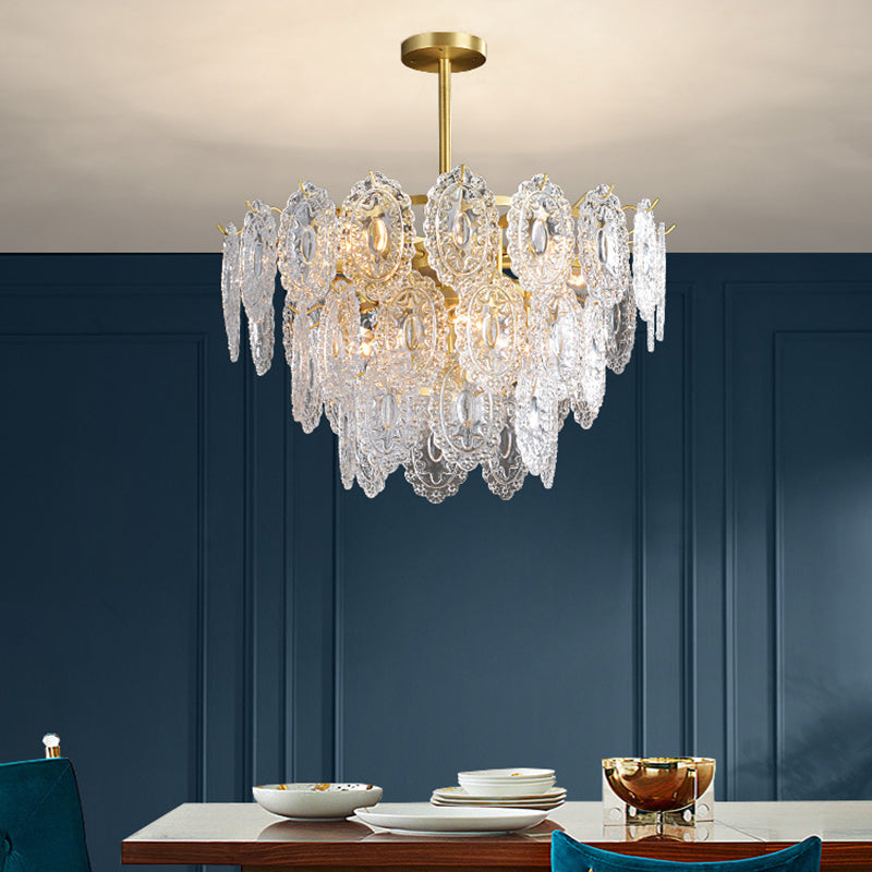 2/3/4-Tiered Scalloped Glass Chandelier Modern Gold Light - Rebooters