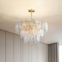 2/3/4-Tiered Scalloped Glass Chandelier Modern Gold Light - Rebooters