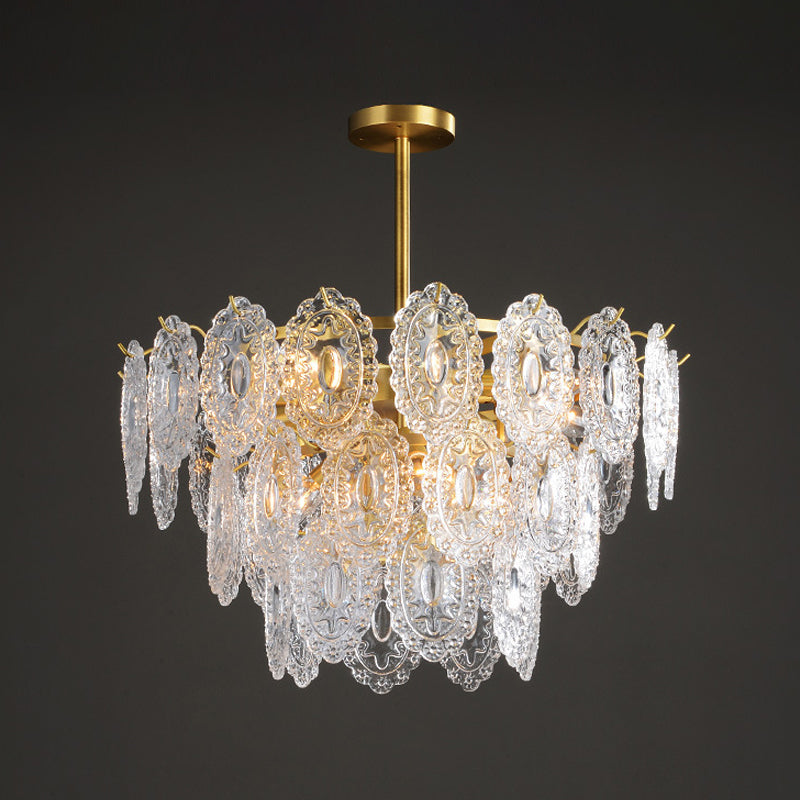 2/3/4-Tiered Scalloped Glass Chandelier Modern Gold Light - Rebooters