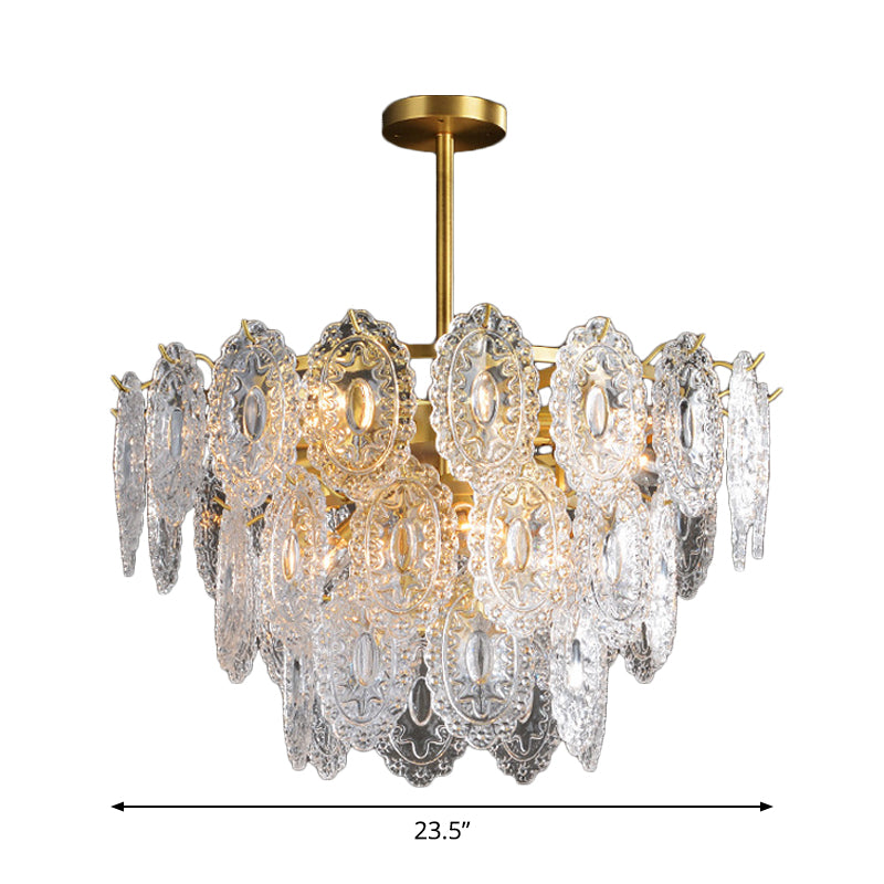 2/3/4-Tiered Scalloped Glass Chandelier Modern Gold Light - Rebooters