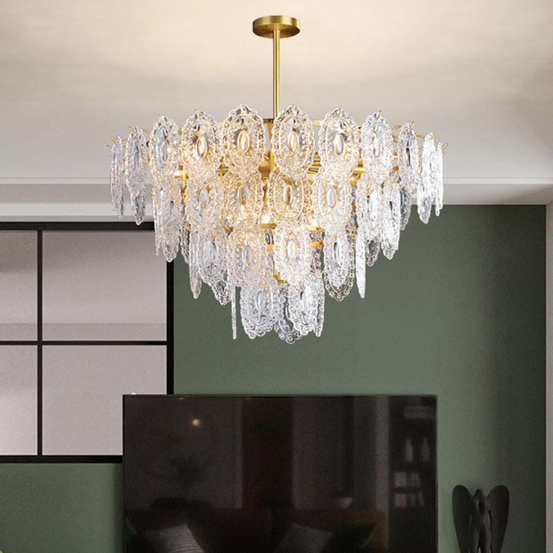 2/3/4-Tiered Scalloped Glass Chandelier Modern Gold Light - Rebooters