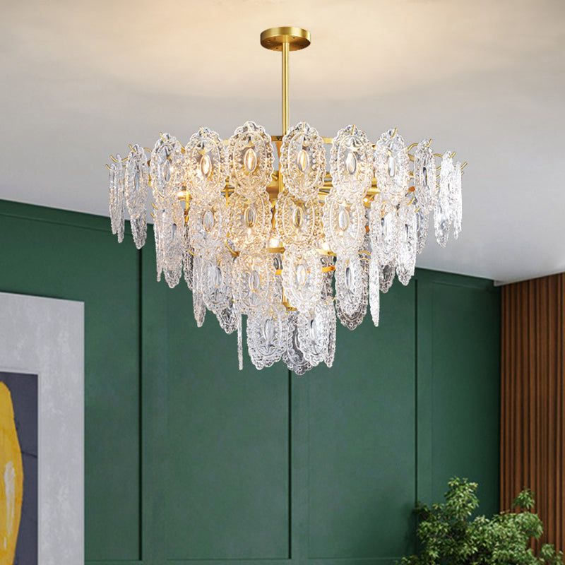 2/3/4-Tiered Scalloped Glass Chandelier Modern Gold Light - Rebooters