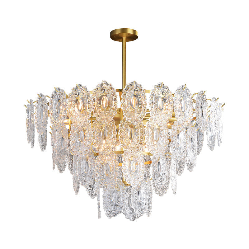 2/3/4-Tiered Scalloped Glass Chandelier Modern Gold Light - Rebooters