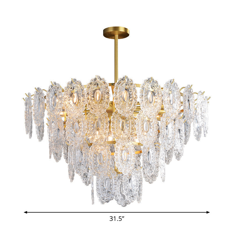 2/3/4-Tiered Scalloped Glass Chandelier Modern Gold Light - Rebooters