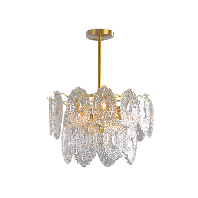 2/3/4-Tiered Scalloped Glass Chandelier Modern Gold Light - Rebooters