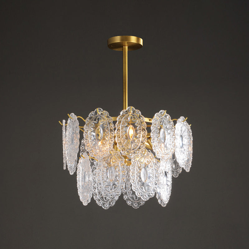 2/3/4-Tiered Scalloped Glass Chandelier Modern Gold Light - Rebooters