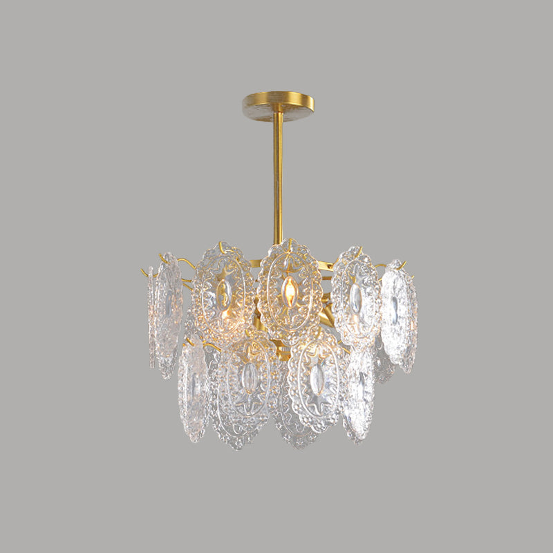 2/3/4-Tiered Scalloped Glass Chandelier Modern Gold Light - Rebooters