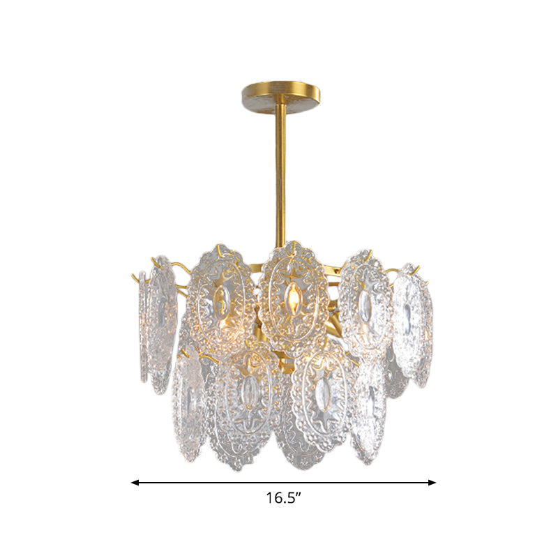 2/3/4-Tiered Scalloped Glass Chandelier Modern Gold Light - Rebooters