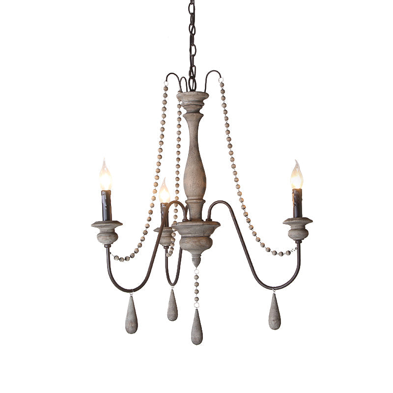 Farmhouse Swooping Arm Chandelier Wood Hanging Ceiling Light - Rebooters