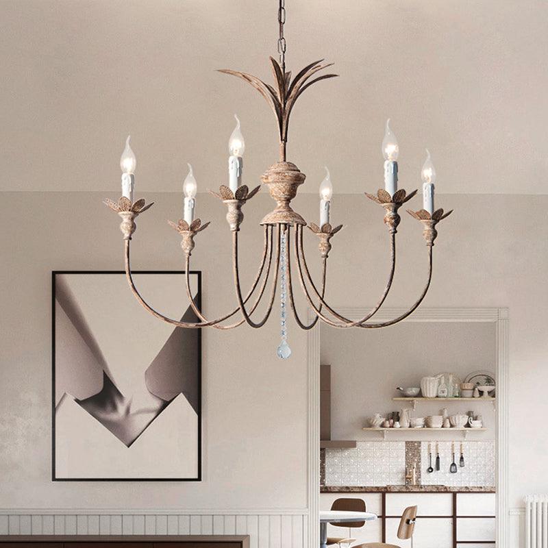 6 Bulbs Iron Chandelier Light Fixture Classic Rust Candlestick - Rebooters